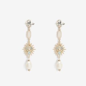 EXPRESS Rhinestone & Pearl Burst Drop Earrings